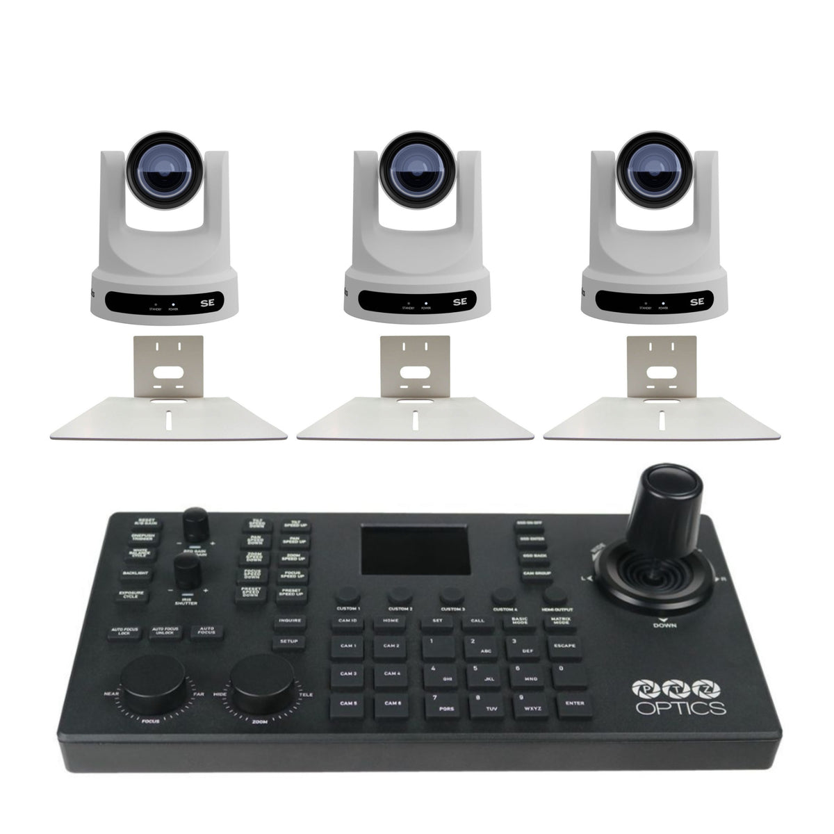 PTZOptics Move SE 30x 1080p Full HD Advanced PTZ Auto-Tracking Zoom Camera (White, 3-Pack) Bundle