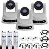 PTZOptics Move SE 30x 1080p Full HD Advanced PTZ Auto-Tracking Zoom Camera (White, 3-Pack) Bundle