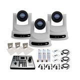PTZOptics Move SE 30x 1080p Full HD Advanced PTZ Auto-Tracking Zoom Camera (White, 3-Pack) Bundle