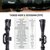 SIG SAUER Tango-MSR 5-30 x 56mm 34mm Tube Riflescope (MRAD Milling 2.0 Illuminated Reticle, Black)