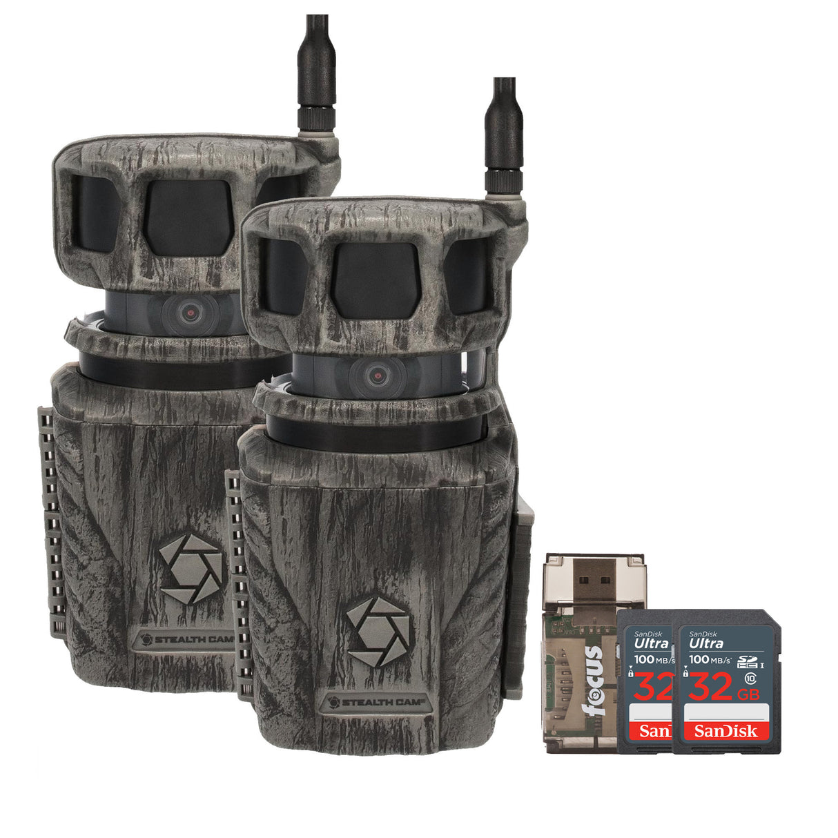 Stealth Cam Revolver 360 Degree Cellular Trail Camera 2-Pack with Two 32GB Cards and Card Reader