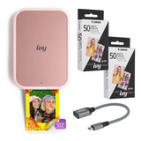 Canon IVY 2 Mini Compact Photo Sticker Printer with LED Light Bar (Blush Pink) Bundle