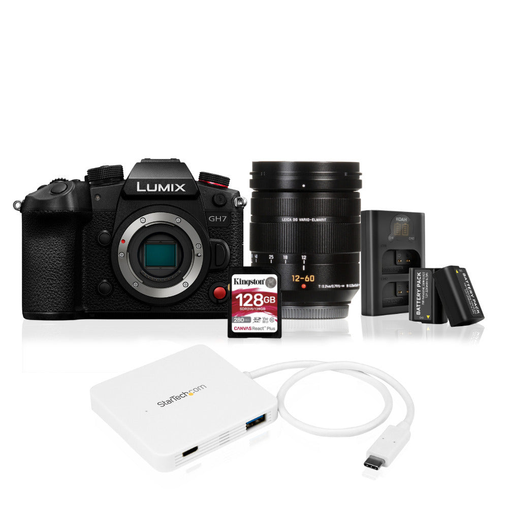 Panasonic LUMIX GH7 Micro Four-Thirds Mirrorless Camera with 2-Pack Batteries and Charger Bundle