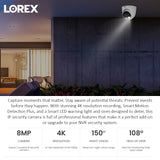 Lorex 4K 16 Camera Capable 2TB NVR Recorder with Four (4) 4K Smart Deterrence IP Dome Camera