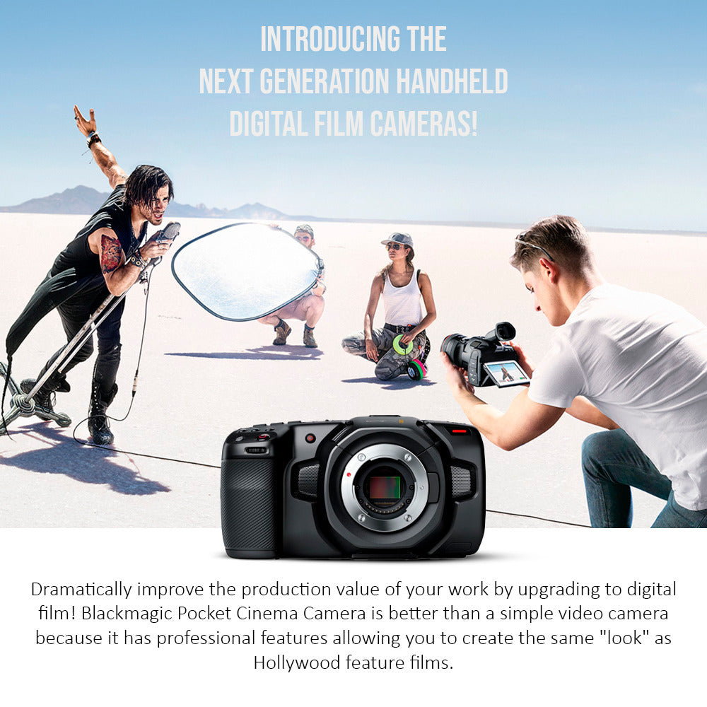 Blackmagic Design Pocket 4K Cinema Camera with Lumix G X Vario Power Zoom Lens (Black) Bundle