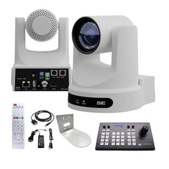 PTZOptics Move SE 20x 1080p Full HD Advanced PTZ Auto-Tracking Pan Tilt Zoom Camera (White) Bundle