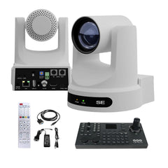 PTZOptics Move SE 20x 1080p Full HD Advanced PTZ Auto-Tracking Pan Tilt Zoom Camera (White) Bundle