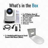 PTZOptics Move SE 20x 1080p PTZ Auto-Tracking Pan Tilt Zoom Camera (White, 2-Pack) Bundle