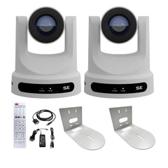 PTZOptics Move SE 20x 1080p PTZ Auto-Tracking Pan Tilt Zoom Camera (White, 2-Pack) Bundle