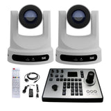 PTZOptics Move SE 20x 1080p PTZ Auto-Tracking Pan Tilt Zoom Camera (White, 2-Pack) Bundle