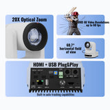 PTZOptics Move SE 20x 1080p PTZ Auto-Tracking Pan Tilt Zoom Camera (White, 2-Pack) Bundle