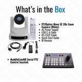 PTZOptics Move SE 20x 1080p Full HD Advanced PTZ Auto-Tracking Pan Tilt Zoom Camera (White) Bundle