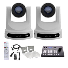 PTZOptics Move SE 20x 1080p Full HD Advanced PTZ Pan Tilt Zoom Camera (2-Pack) with Joystick Bundle