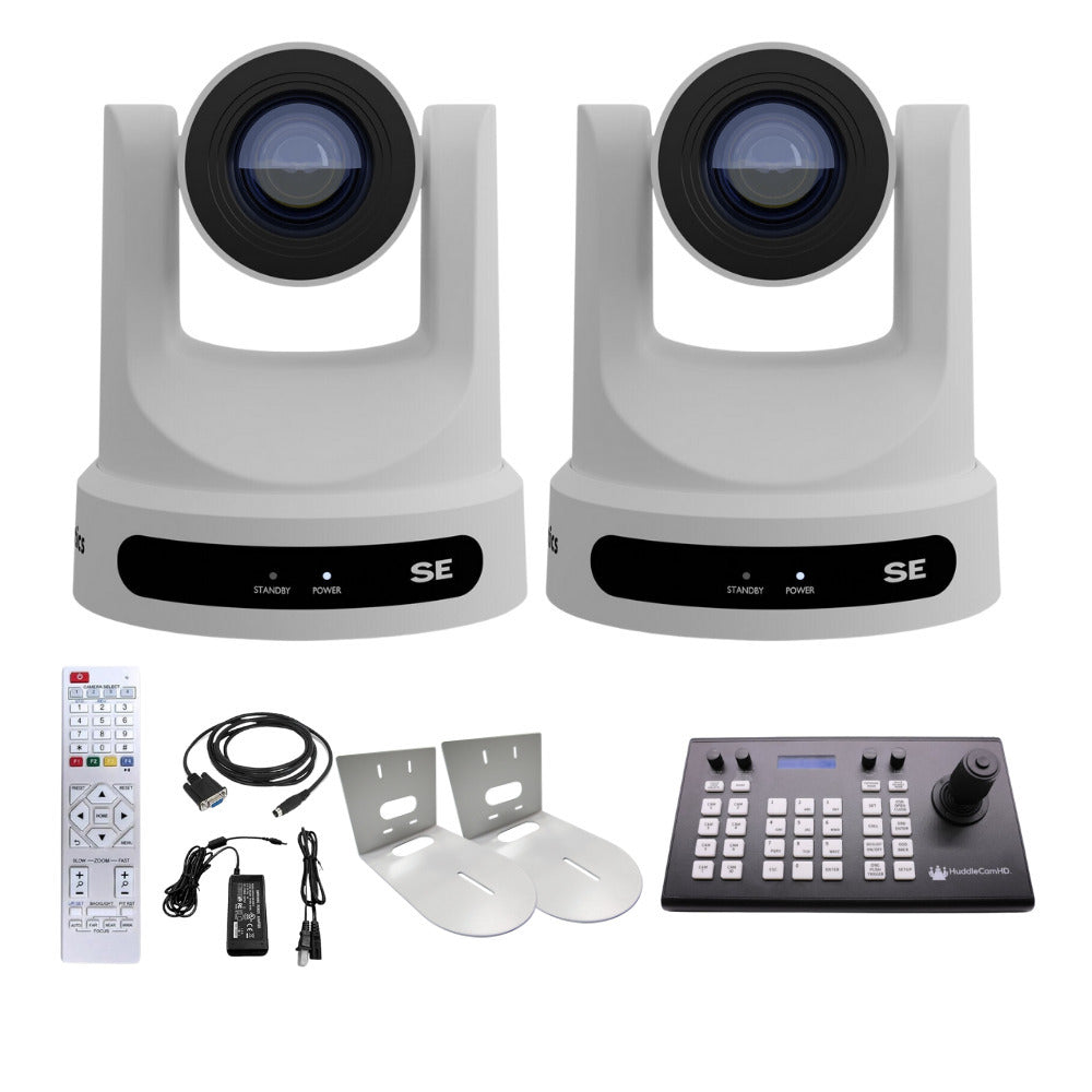 PTZOptics Move SE 20x 1080p Full HD Advanced PTZ Pan Tilt Zoom Camera (2-Pack) with Joystick Bundle