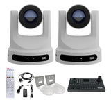 PTZOptics Move SE 20x 1080p PTZ Auto-Tracking Pan Tilt Zoom Camera (White, 2-Pack) Bundle