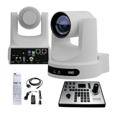 PTZOptics Move SE 20x 1080p Full HD Advanced PTZ Auto-Tracking Pan Tilt Zoom Camera (White) Bundle