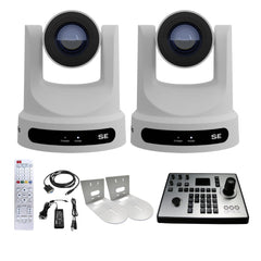 PTZOptics Move SE 20x 1080p PTZ Auto-Tracking Pan Tilt Zoom Camera (White, 2-Pack) Bundle