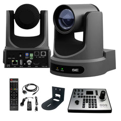 PTZOptics Move SE 20x 1080p Full HD Advanced PTZ Auto-Tracking Pan Tilt Zoom Camera (Gray) Bundle