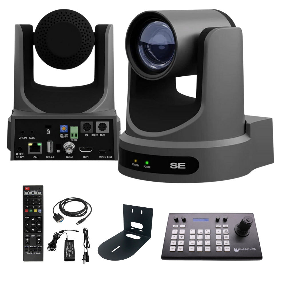 PTZOptics Move SE 20x 1080p Full HD Advanced PTZ Auto-Tracking Pan Tilt Zoom Camera (Gray) Bundle