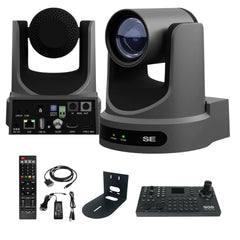 PTZOptics Move SE 20x 1080p Full HD Advanced PTZ Auto-Tracking Pan Tilt Zoom Camera (Gray) Bundle