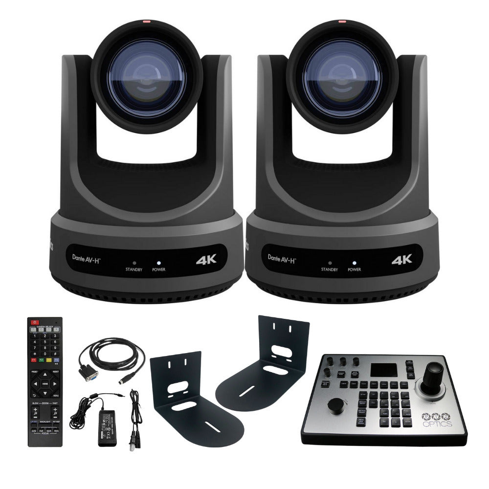 PTZOptics Move SE 20x 1080p PTZ Auto-Tracking Pan Tilt Zoom Camera (Gray, 2-Pack) Bundle
