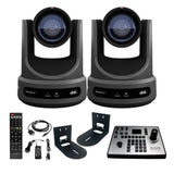 PTZOptics Move SE 20x 1080p PTZ Auto-Tracking Pan Tilt Zoom Camera (Gray, 2-Pack) Bundle