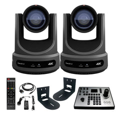 PTZOptics Move SE 20x 1080p PTZ Auto-Tracking Pan Tilt Zoom Camera (Gray, 2-Pack) Bundle