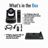 PTZOptics Move SE 20x 1080p PTZ Auto-Tracking Pan Tilt Zoom Camera (Gray, 2-Pack) Bundle