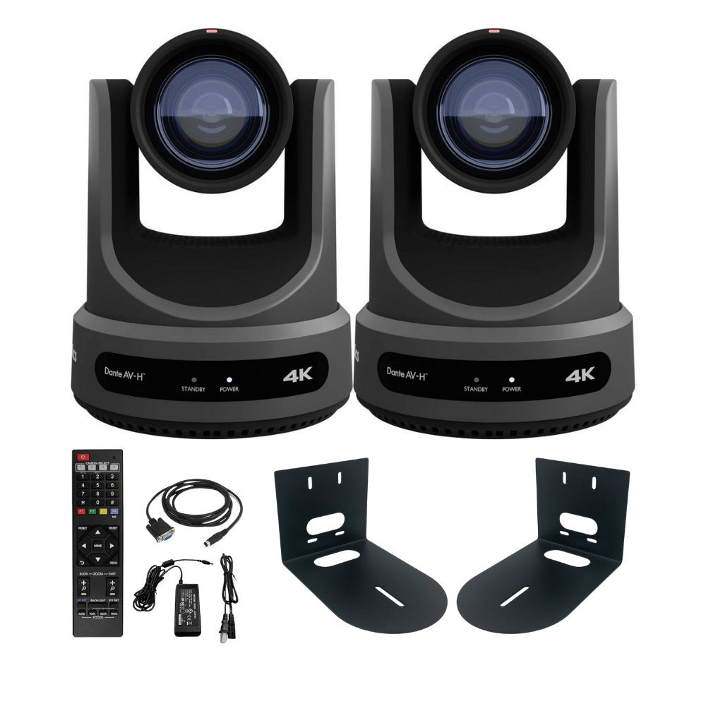 PTZOptics Move SE 20x 1080p PTZ Auto-Tracking Pan Tilt Zoom Camera (Gray, 2-Pack) Bundle