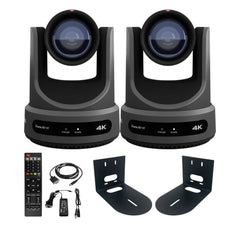 PTZOptics Move SE 20x 1080p PTZ Auto-Tracking Pan Tilt Zoom Camera (Gray, 2-Pack) Bundle