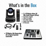 PTZOptics Move SE 20x 1080p PTZ Auto-Tracking Pan Tilt Zoom Camera (Gray, 2-Pack) Bundle