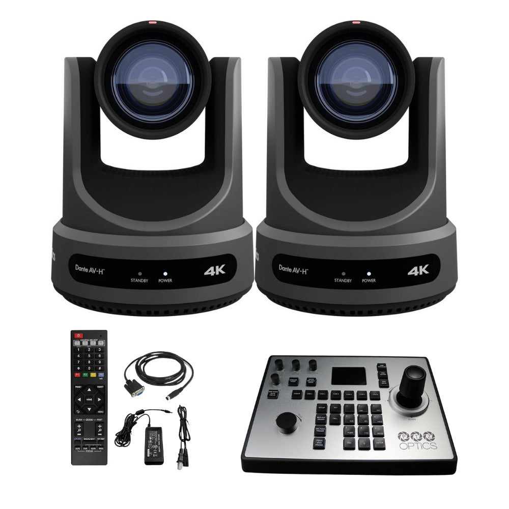 PTZOptics Move SE 20x 1080p PTZ Auto-Tracking Pan Tilt Zoom Camera (Gray, 2-Pack) Bundle