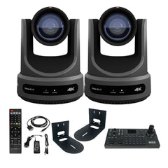 PTZOptics Move SE 20x 1080p PTZ Auto-Tracking Pan Tilt Zoom Camera (Gray, 2-Pack) Bundle