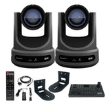 PTZOptics Move SE 20x 1080p PTZ Auto-Tracking Pan Tilt Zoom Camera (Gray, 2-Pack) Bundle
