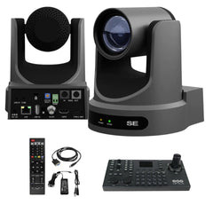 PTZOptics Move SE 20x 1080p Full HD Advanced PTZ Auto-Tracking Pan Tilt Zoom Camera (Gray) Bundle