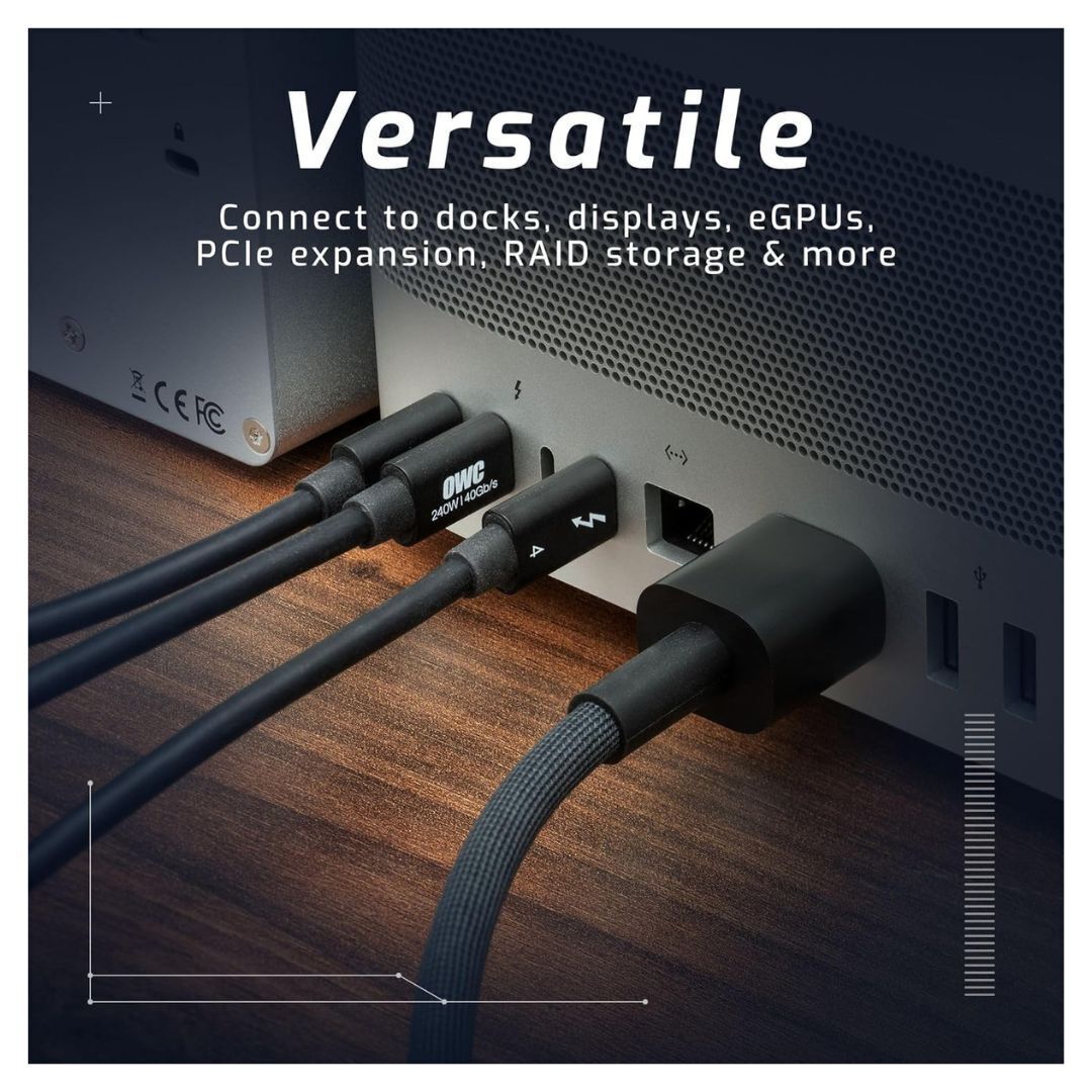 OWC 28-Inch Thunderbolt 4 and USB-C Cable with 40 GBPS Data Transfer and 240W Power Charging (Black)