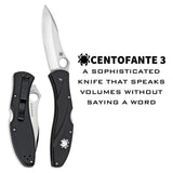 Spyderco Centofante 3 VG-10 Steel Hollow Ground Blade Knife with Thin-Profile FRN Handle (Black)
