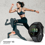 Garmin Forerunner 165 GPS Smartwatch (Black and Slate Gray) with Portable Accessory (White) Bundle