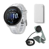 Garmin Forerunner 165 GPS Smartwatch (Mist Gray-Whitestone) with Portable Accessory (White) Bundle