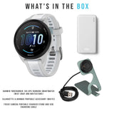Garmin Forerunner 165 GPS Smartwatch (Mist Gray-Whitestone) with Portable Accessory (White) Bundle
