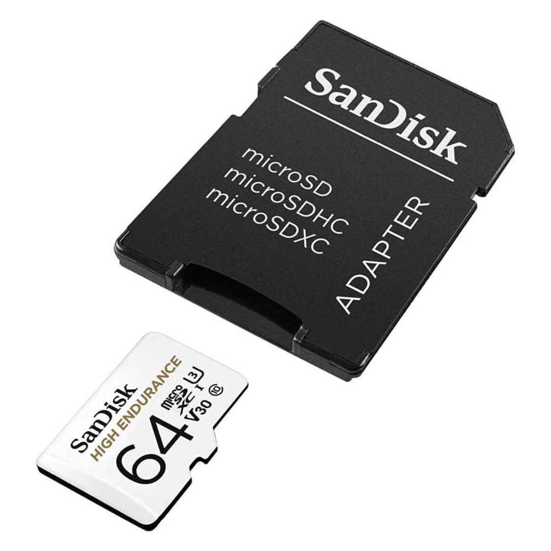 SanDisk High Endurance UHS-I MicroSDXC Memory Card with SD Adapter and 100MBPS Read Speed (64GB)