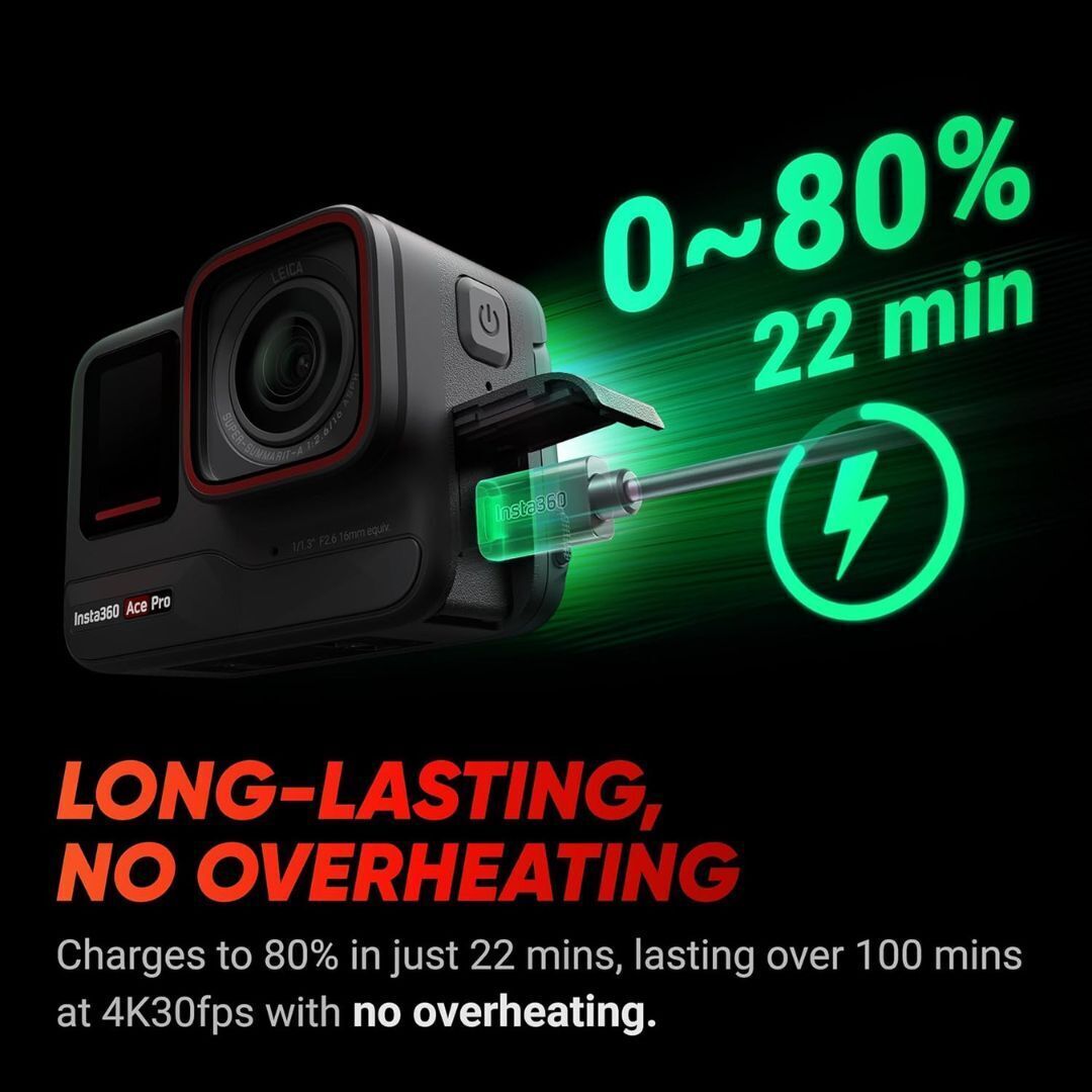 Insta360 Ace Pro Action Camera with Flip Touchscreen, HDR Video, and Waterproof Design (Black)