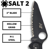 Spyderco Salt 2 Lightweight Knife with H-1 Corrosion Resistant Steel Blade and FRN Handle (Black)