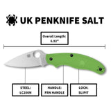 Spyderco 6.91-Inch UK Penknife Salt Pocket Knife with PlainEdge Blade (Green)