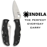 Spyderco Endela Lightweight Folding Knife with VG-10 Steel PlainEdge Blade and Black FRN Handle