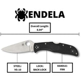 Spyderco Endela Lightweight Folding Knife with VG-10 Steel PlainEdge Blade and Black FRN Handle