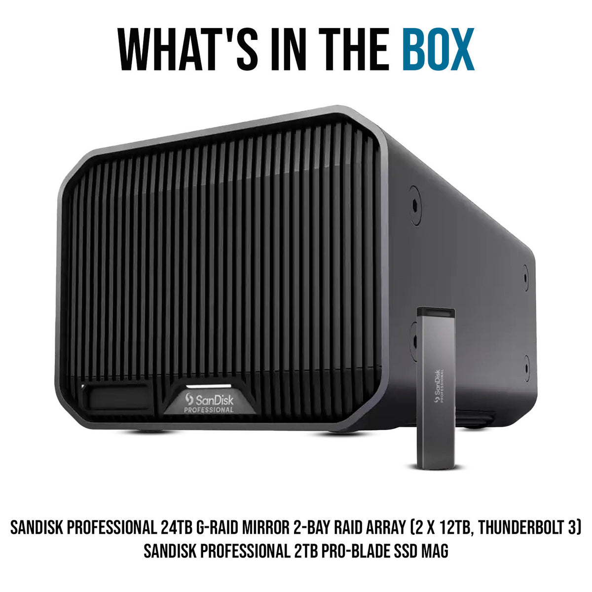 SanDisk Professional 24TB G-RAID Mirror 2-Bay RAID Array Drive (2 x 12TB, Thunderbolt 3) Bundle