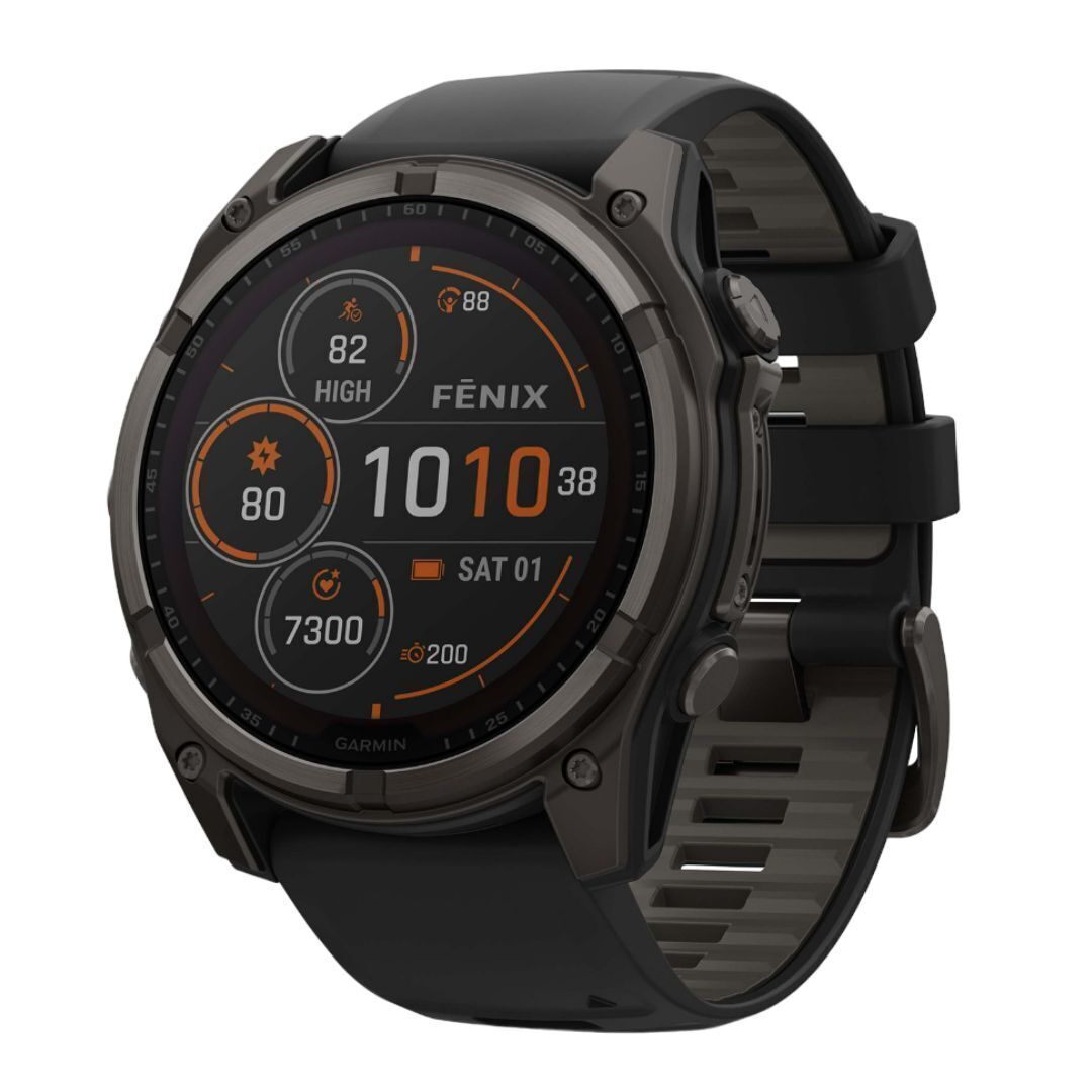 Garmin fenix 8 Sapphire Solar 51mm Smartwatch with Built-In LED Flashlight (Black and Pebble Gray)
