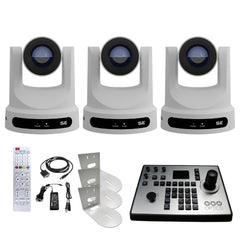 PTZOptics Move SE 20x 1080p FHD Advanced PTZ Pan Tilt Zoom Camera (3-Pack) with 3x Wall Mount Bundle