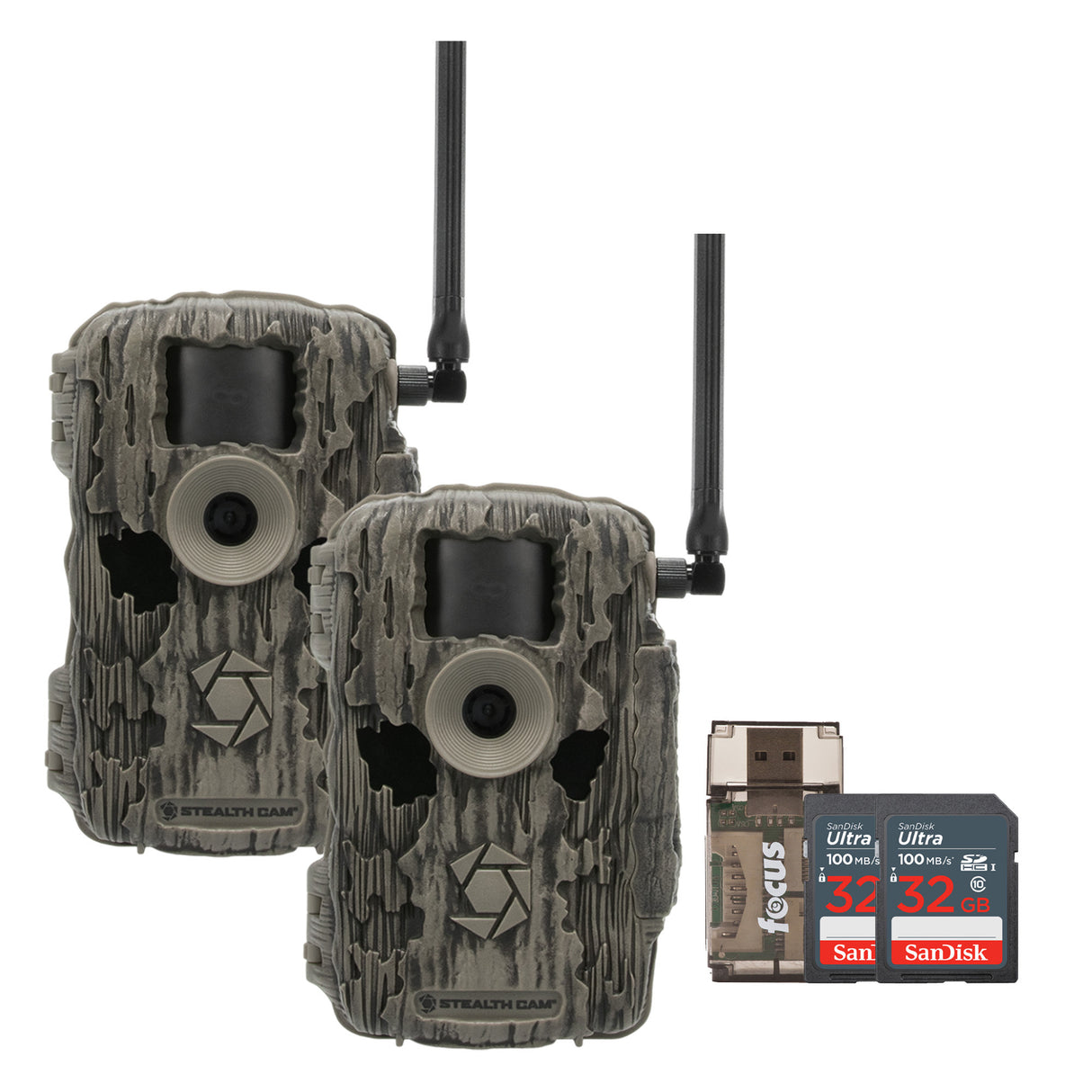 Stealth Cam 36MP Fusion Max Cellular Trail Camera 2-Pack with Two 32GB Cards and Card Reader